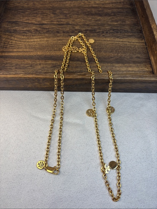 Tory Burch Jewelry - Tory Burch Gold Chain Necklace with Logo Discs